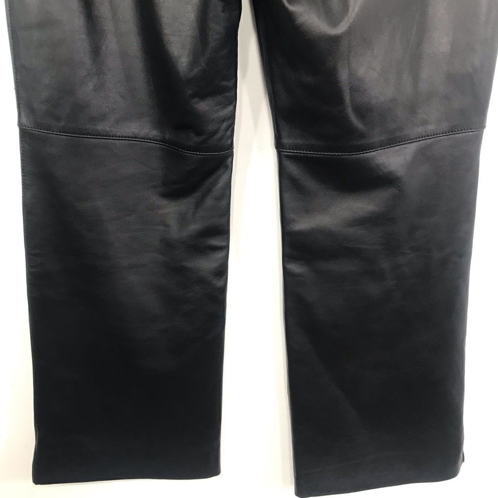 St. John Sport Black 100% Leather Straight Leg Zip Pocket Ankle Pants - Picture 9 of 16
